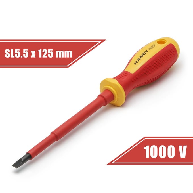 Platte Geïsoleerde Schroevendraaier 5,5 x 125 mm - 1000V, Magnetische Platte Kop [10563]