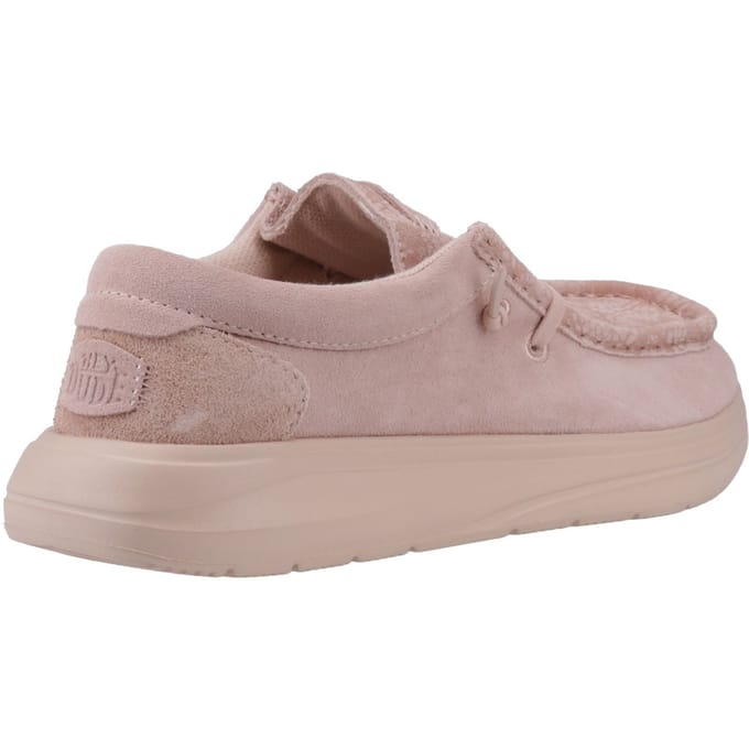 HEYDUDE - Wendy Comf Suede Lace Print Dames Instappers Rose Dust - Maat 38