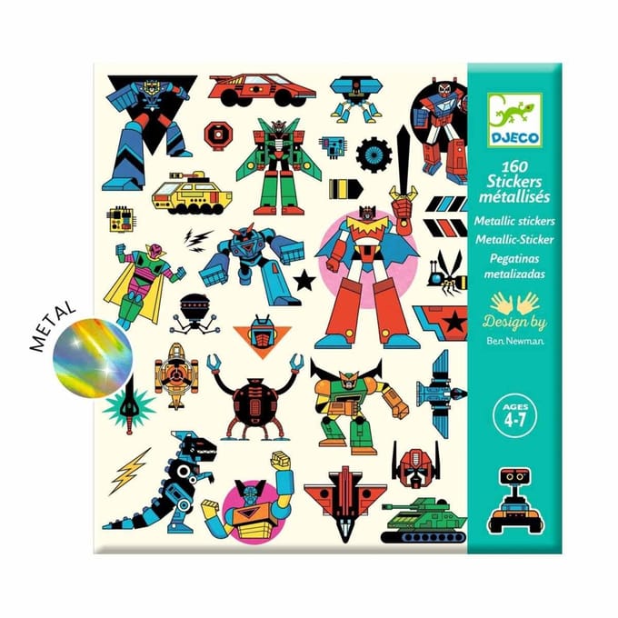 Djeco stickers Robots - 160 metallic stickers FSC MIX.