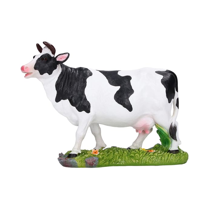 Dierenfiguren Beeld Hars Miniatuur Koe Figuurtjes voor Desktop Tuindecoratie black