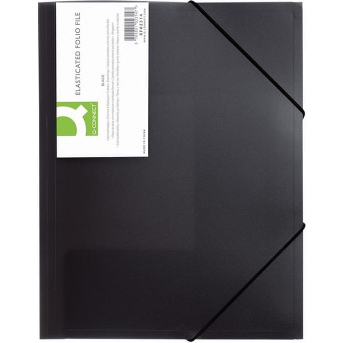 Q-connect Kaart met Elastiek PP A4 400micr 3-Flaps Zwart