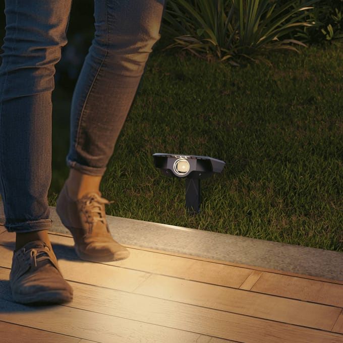 Calex Padoa Solar Prikspot - 2 stuks - Tuinspot - Zonne-energie - Waterdicht - Dag Nacht Sensor - Warm Wit Licht - Zwart