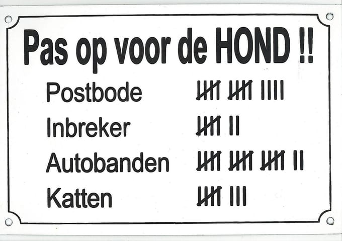 MadDeco - emaille - wandbord - Pas - Op - Voor - De - Hond