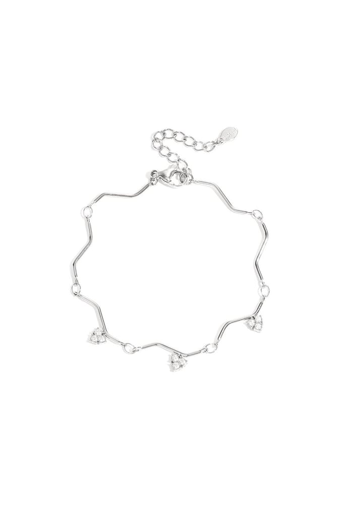 Dames Armband met zigzag patroon en steentjes - Goud - Yehwang