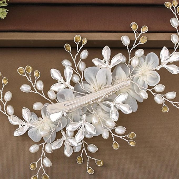 1 Bruidsbloem Strass Parel Haarkam; Bruidshaaraccessoires one-size goud