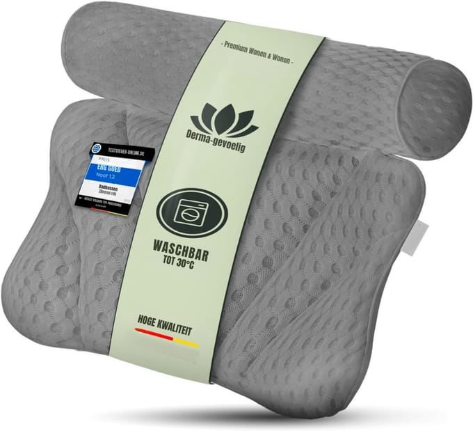 GTB® Nekkussen Bad - Badplank - Antislipmat Bad - Grijs - 10cm x 33cm x 37cm