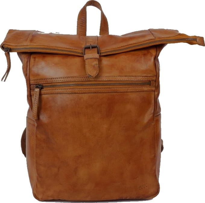 Bear Rick rugzak - Cognac – Cow-Lavato leren rugzak – Van leer – De Bear Rick rugzak is een stevige leren rugzak met veel ruimte voor je dagelijkse spullen