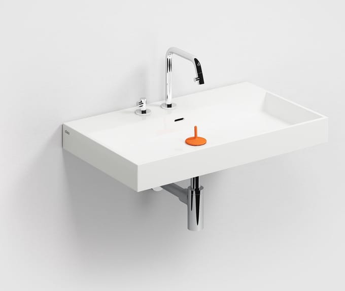 Clou Wash Me wastafel 70cm, zonder plug, mineral marmer, h. 8 cm.