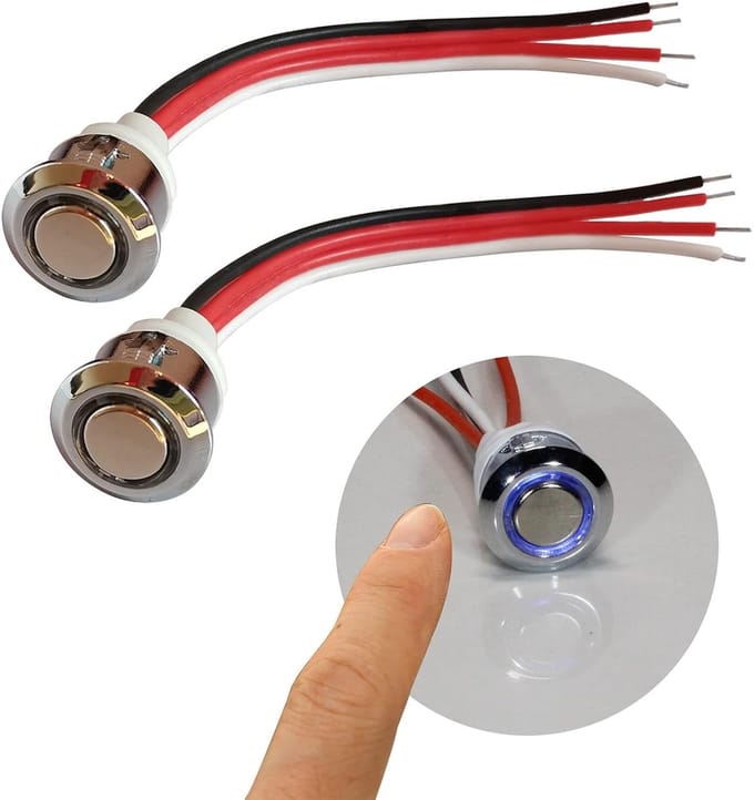 V Touch Dimmer Schakelaar - 2 Stuks - Siliconen Draad - Voor LED-lampen 5-24V
