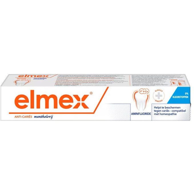 Dentifrice - Elmex - Compatible Homéopathie - Sans Menthol - 75ml - Fluorure d'amines Olafluor