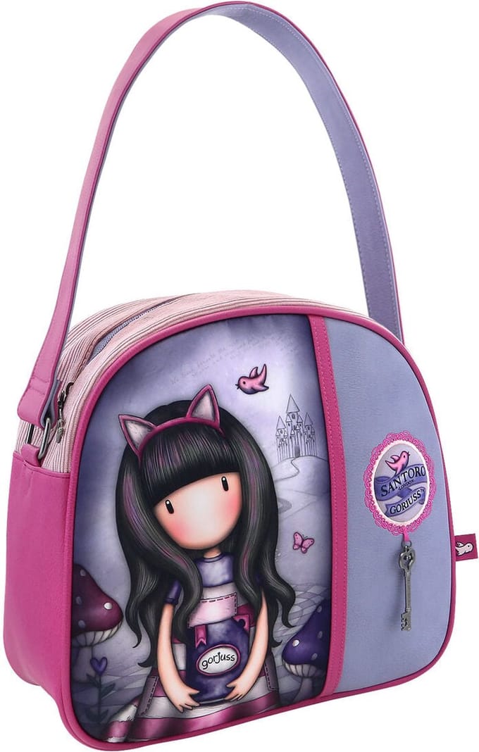 Handtas Gorjuss Cheshire cat Paars (30 x 28,5 x 11,5 cm)