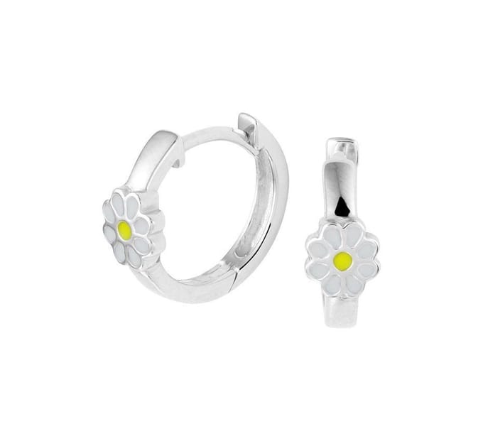 Zilver Gerhodineerde Klapoorringen bloem 1329812