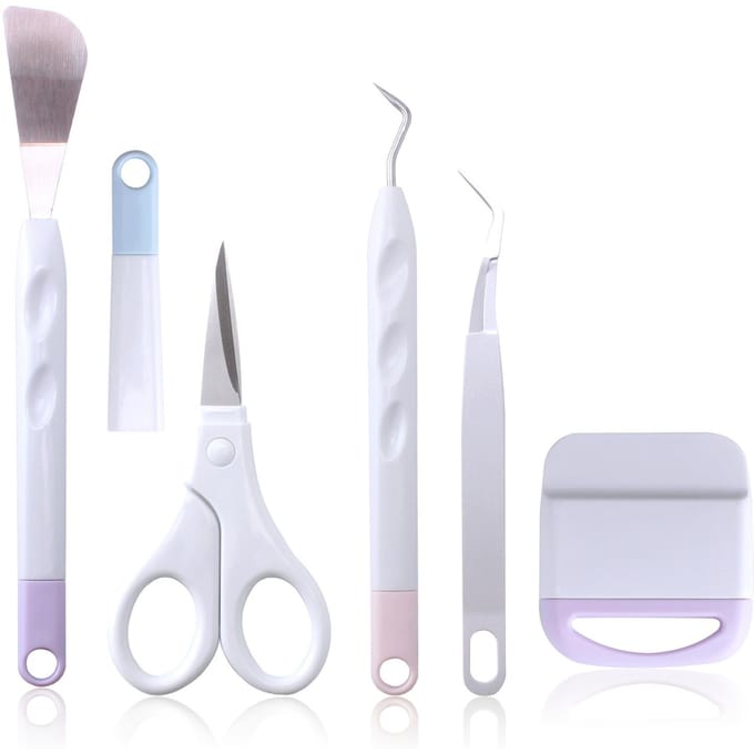 Ensemble d'outils de base, outil de désherbage artisanal en vinyle avec désherbeur, grattoir, spatule, pincettes, ciseaux, outil de retrait 5pcs Set
