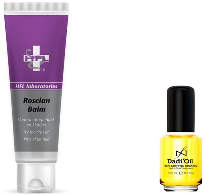 HFL + Famous Names - combi pack - voetverzorging - roselan balm 60ml + dadi oil 3,75 ml