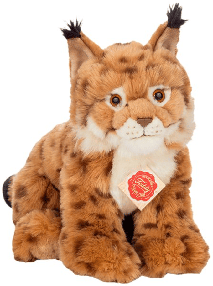 Hermann Teddy Knuffeldier Lynx - zachte pluche stof - premium knuffels - lichtbruin - 26 cm
