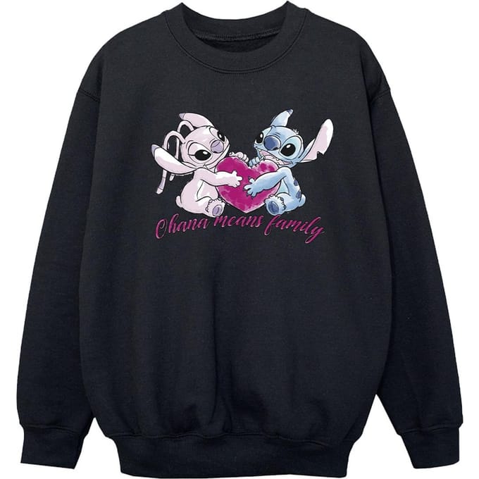 Disney Meisjes Lilo En Stitch Ohana Hart Met Engel Sweatshirt (Zwart)