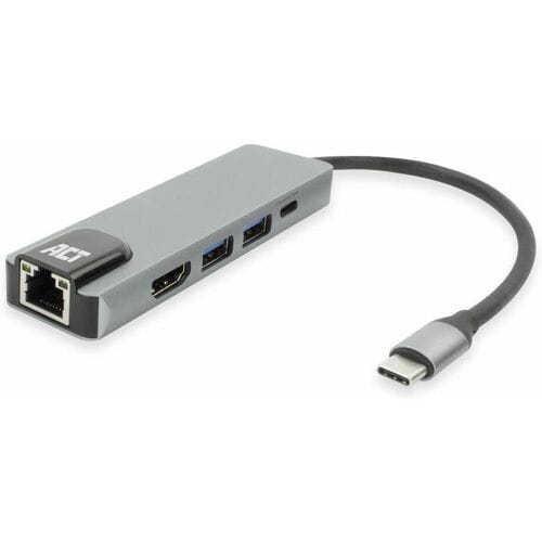 ACT USB-C 4K docking station voor 1 HDMI monitor, ethernet, USB-A, PD pass-through AC7091