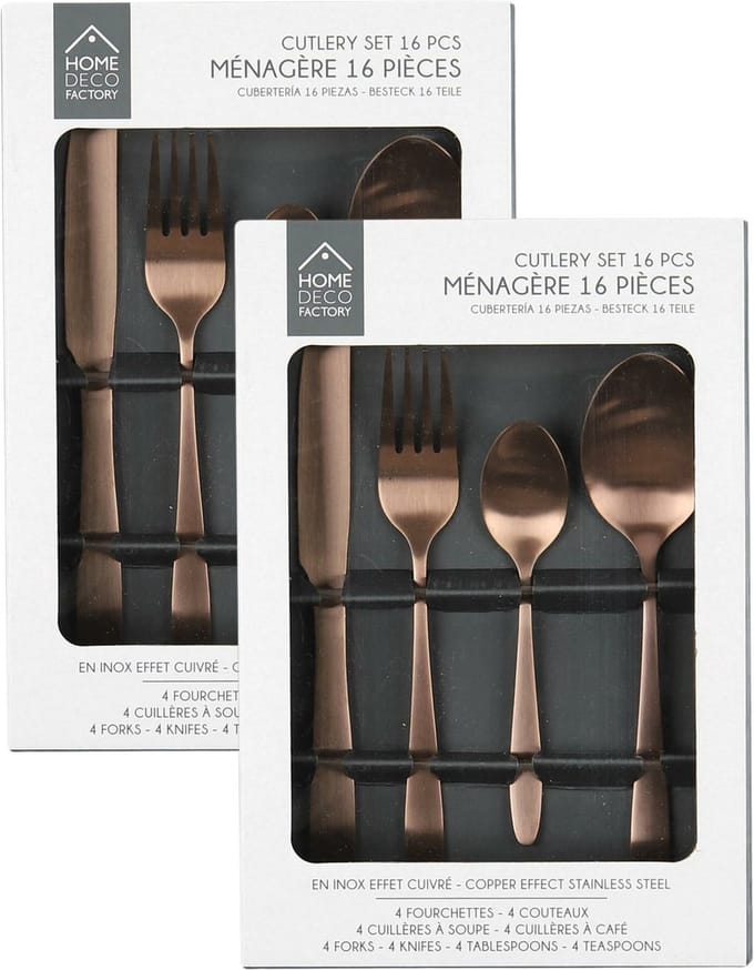 Home Deco Factory Bestekset Tableware Collection - 32 delig - koper - RVS - 8 personen