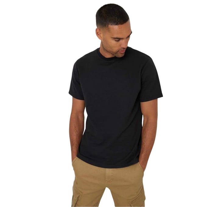 Threadbare Heren Textured Crew Neck Regular T-shirt (Zwart)