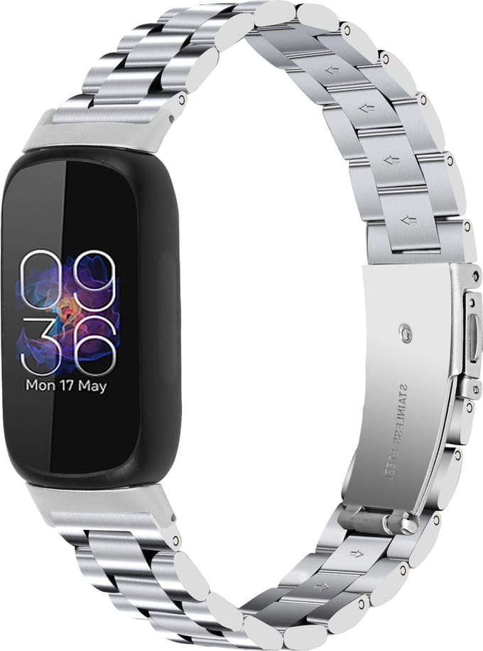 By Qubix - Compatible Fitbit bandje - Geschikt voor fitbit Inspire 3 - Schakelband - Zilver