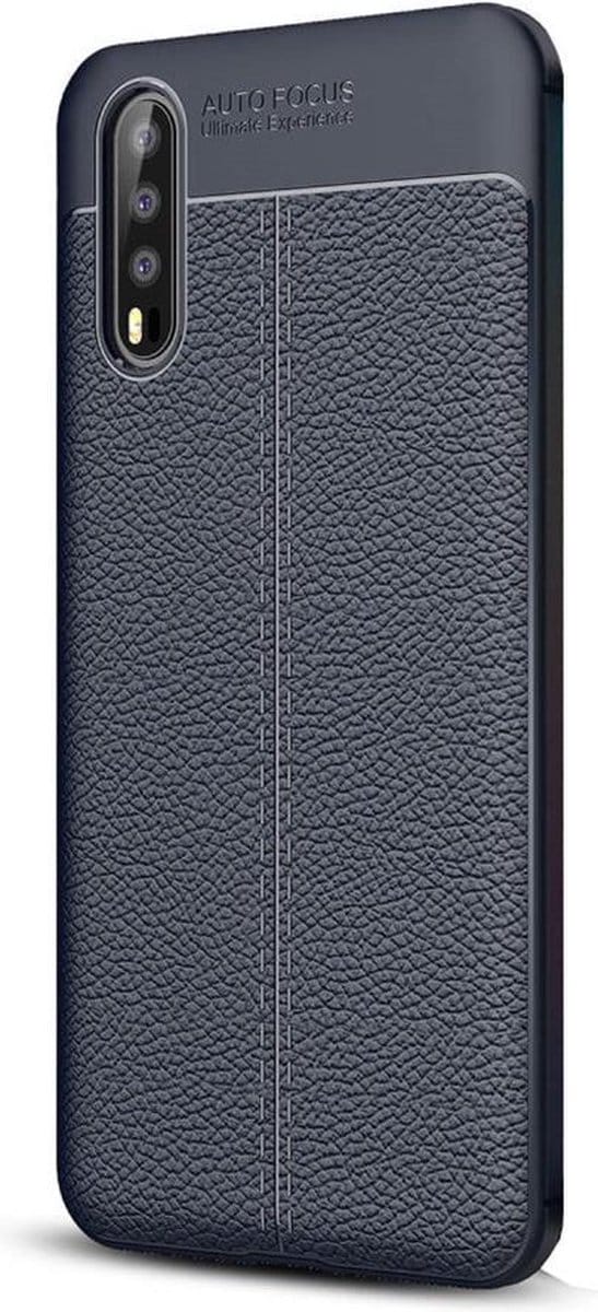 Shop4 - Huawei P20 Hoesje - Zachte Back Case Lychee Donker Blauw