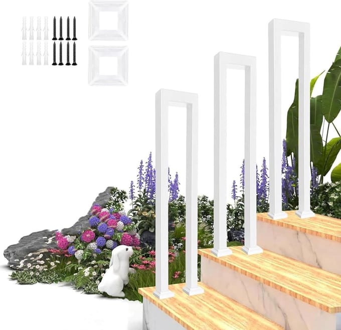Traphek Metaal - Hekwerk Balustrade - Veiligheid Vergroten - Robuuste Constructie - 55x20cm - Wit