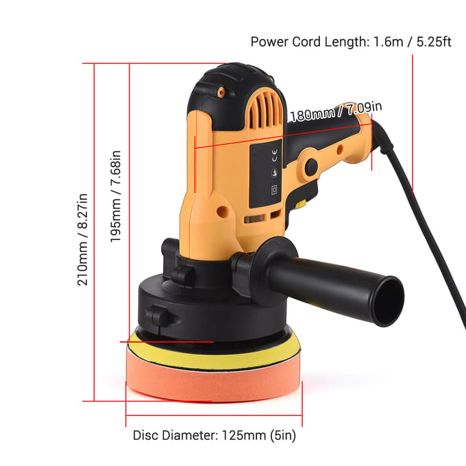 5-inch Elektrische Auto Polijstmachine Kit 700W Auto Buffer 600-3700 RPM Variabele Polijstmachine met EU Plug geel