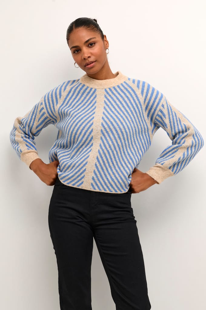 Vera pull - beige/cornflower