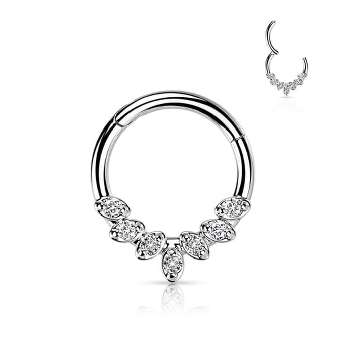 Piercing PVD high quility facing 7leafs 1.2x8 - zilver - LMPiercings