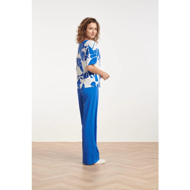 Smashed Lemon Blauwe wide leg broek met hoge taille |