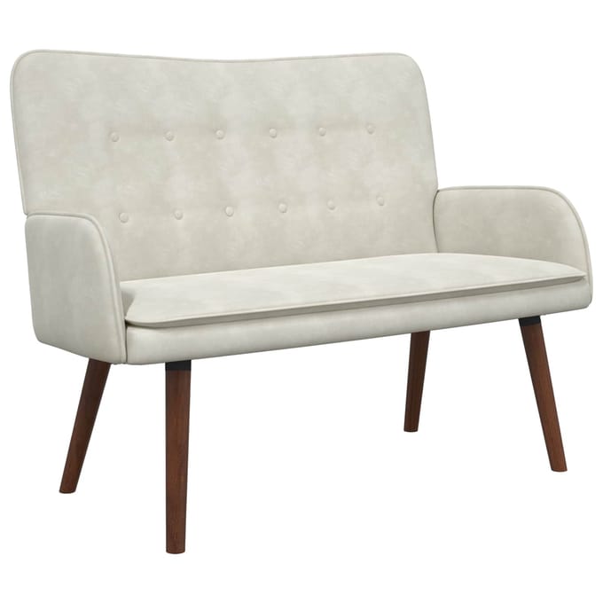 vidaXL - 2-Zits - Sofa - Crèmekleurig - 115 - x - 61 - x - 87 - cm - fluweel