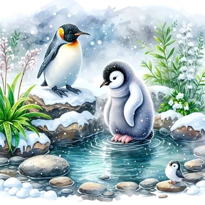 diamond painting schattige Pinguïns 30 x 30 cm