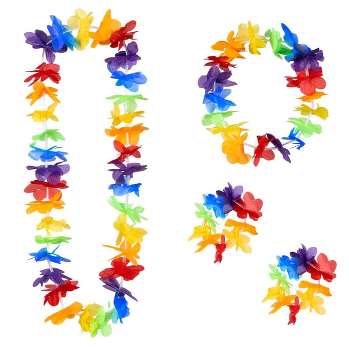 Boland - Set Hawaï Rainbow Multi - Volwassenen - Unisex - - Hawaii - Themafeest - Strandfeest - Carnaval