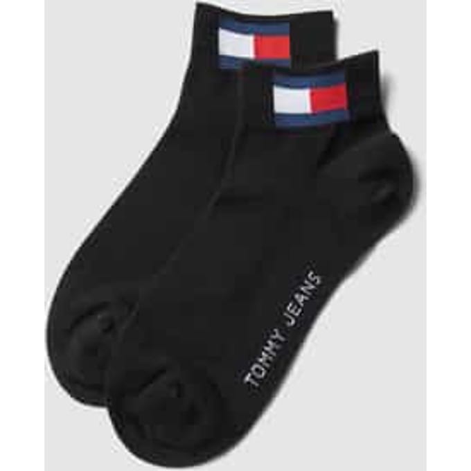Tommy Hilfiger unisex tommy jeans 2P quartersokken flag logo zwart