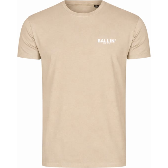 Heren Tee SS met Ballin Est. 2013 Backprint Cross Shirt Print - Beige - Maat M
