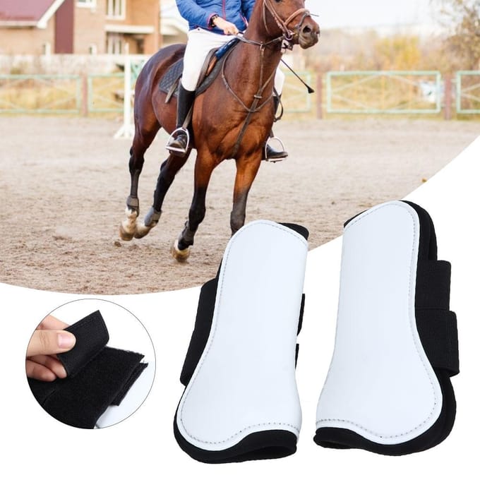 2 STUKS Wit Paard Springbeenbeschermer Ondersteuning Wrap Beschermer Professioneel Ruitersport white