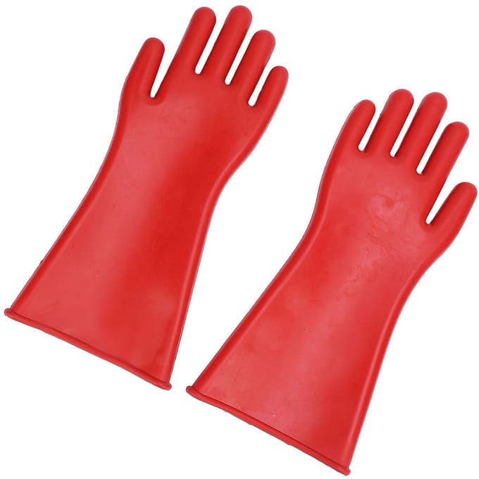 1 Paar Elektrisch Geïsoleerde Handschoenen Rubber Waterdicht Elektrisch Isolerende Handschoenen 12000V red