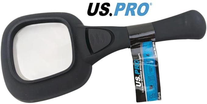Vergrootglas / Handloep met led verlichting en Uv-licht vergroot 2.5 x