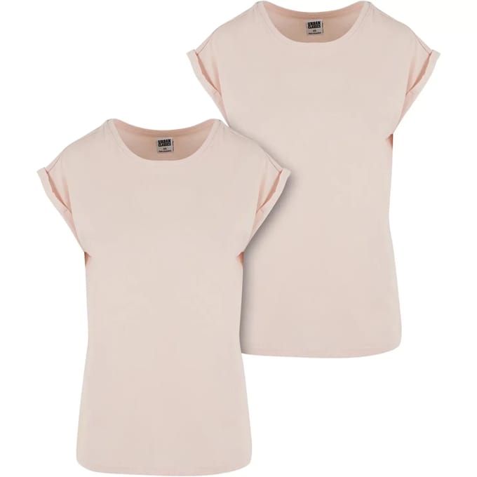 Urban Classics Damen Pre-Pack Ladies Extended Shoulder Tee 2-Pack PP771P Pink-M