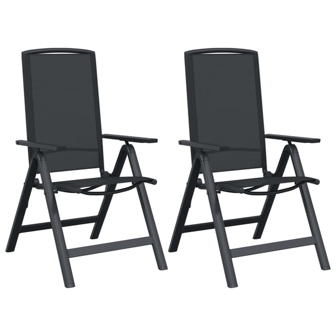 vidaXL - Ligstoelen - voor - Tuin - 2 - st - Zwart - Textileen