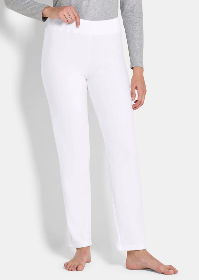 Broek met een elastische tailleband, van zacht microfleece - wit - Gr. 42 van Goldner Fashion