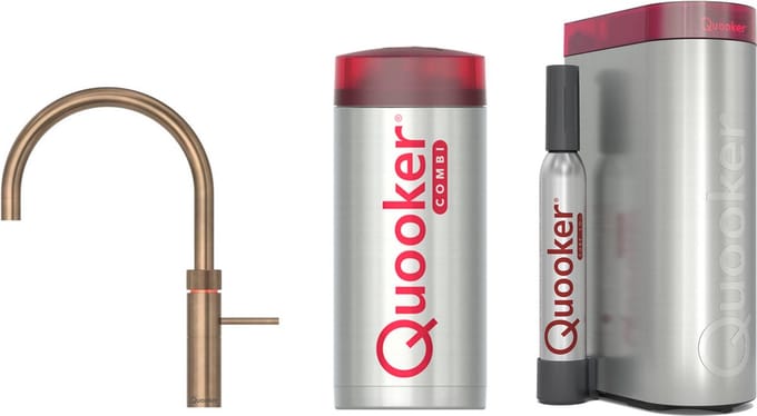Quooker Fusion Round Messing Patina Combi+ Boiler + CUBE