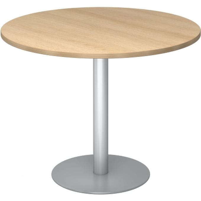BISTRO F100R S - Systeem conferentietafel Eiken Zilver Ø 100