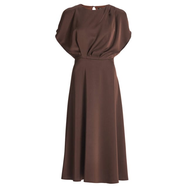 SWING – Cocktailjurk Dames – Midi – Open Schouders – Bruin – Maat 40 / L