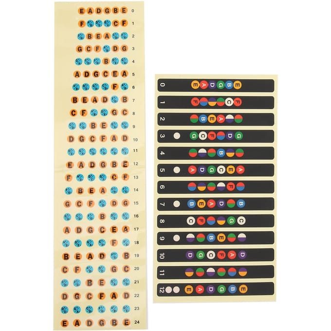 2 Pièces Autocollant Note de Guitare Étiquette d'Identification d'Échelle de Touche Décalcomanie Musicale pour Débutant(Coloré beige
