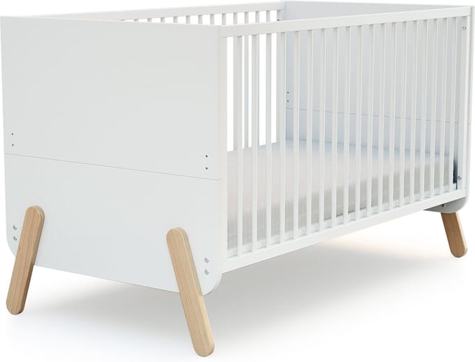 AT4 - Omvormbaar kinderbed PIRATE in hout Wit en Beuken 70 x 140 cm