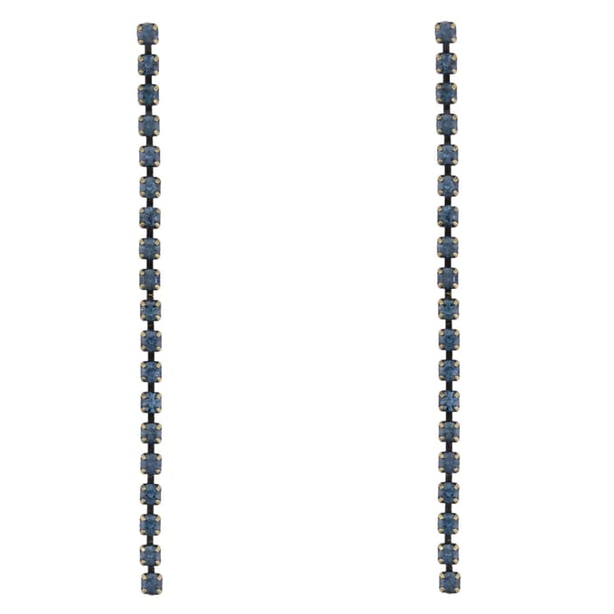 Behave - Oorbellen - Strass Oorhangers - Blauwe Steentjes - 5.5 cm