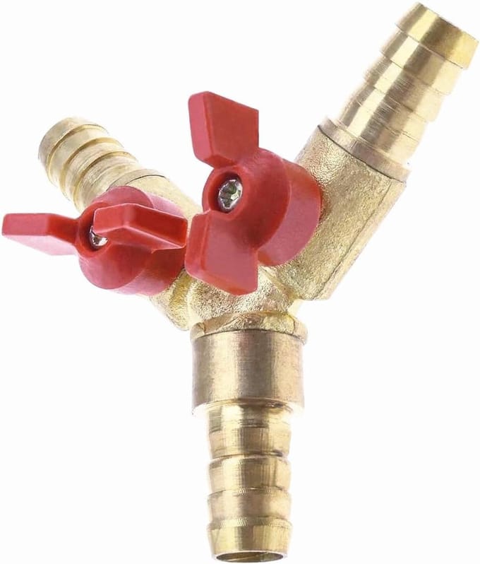 Allecto - 3-Weg Y-Hose Connector - Messing Kogelklep - Duurzaam en