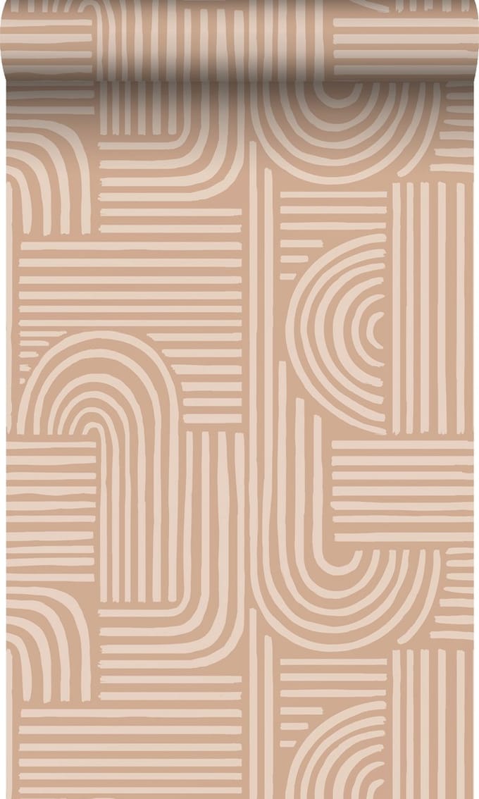 ESTAhome behang grafisch 3D motief licht terracotta - 53 cm x 10.05 m - 139936
