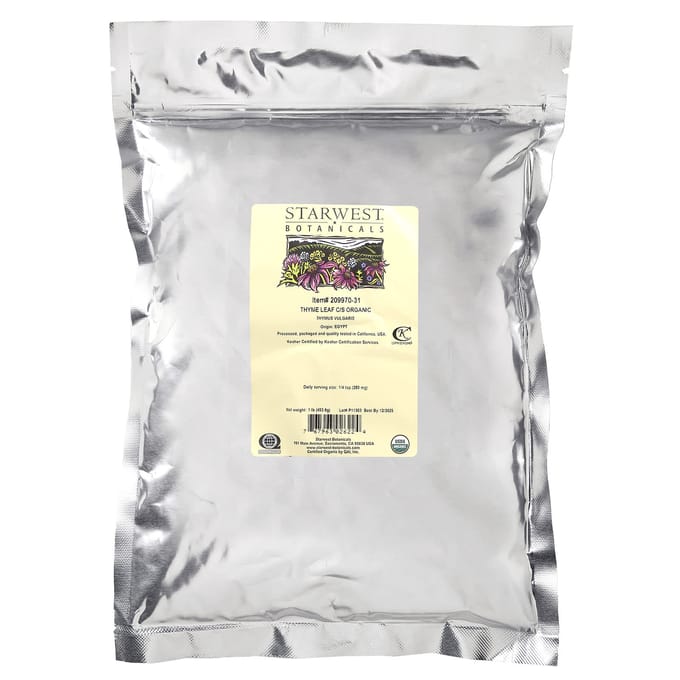 Biologische Tijmblaadjes, Gesneden en Gezeefd, 453,6G (1 pond) beige